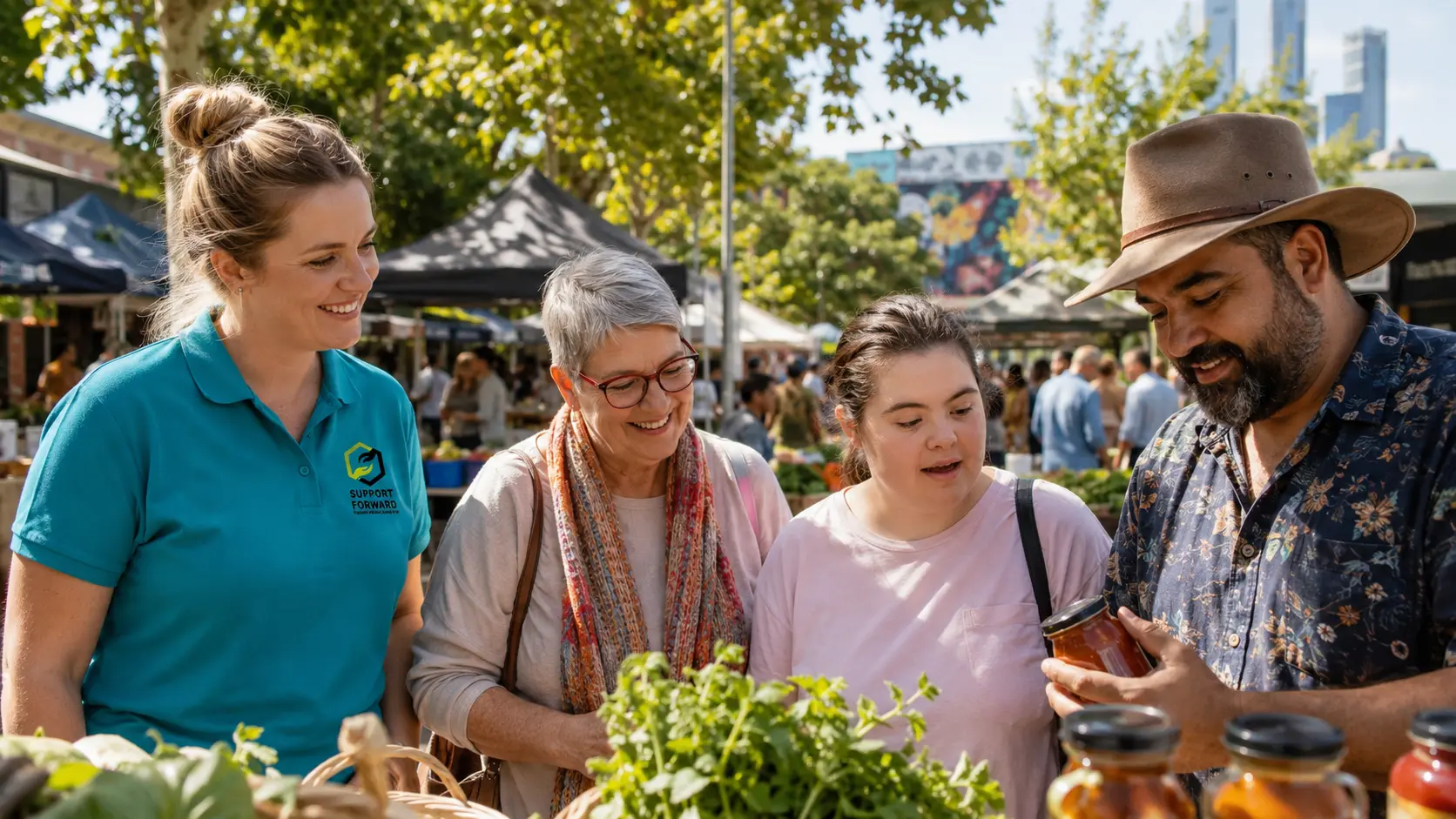 Community participation — Support Forward participant at Melbourne community market